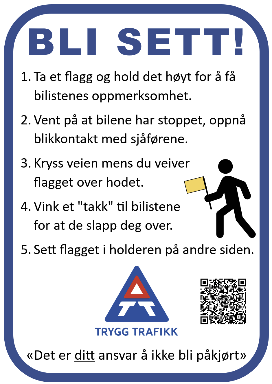 Sykkelmafiaens aksjon mot Trygg Trafikk, plakat om å holde opp flagg før man krysser