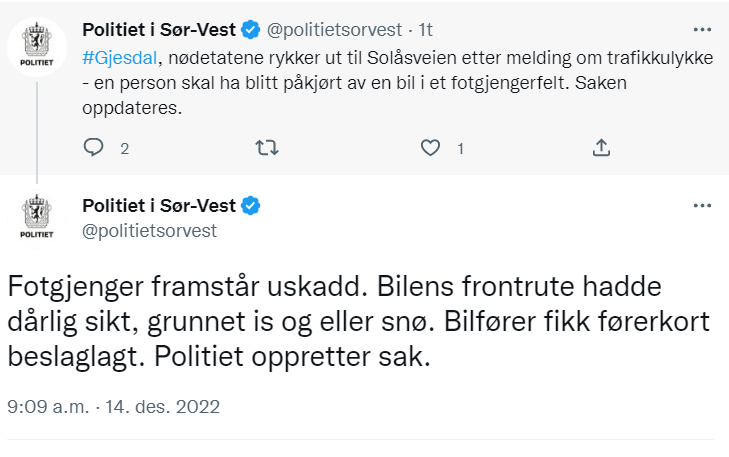 Påkjørt av bilist med isete frontrute