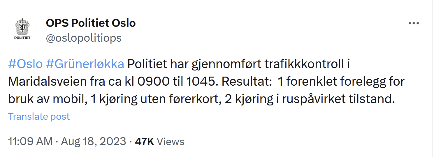 Politikontroll tok farlige bilister